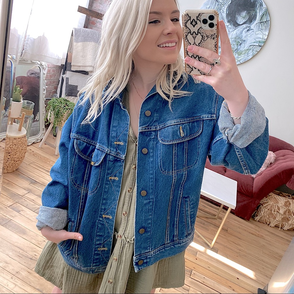 VINTAGE LEE Oversized Denim Jean Jacket USA - Picture 1 of 14